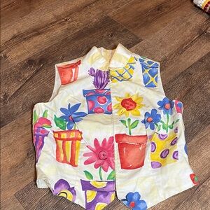 White Floral Patchwork Vest with Multicolor Prints